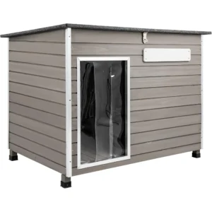 Gowoodhut PET65 Large Dog House, Outdoor & Indoor Wooden Dog Kennel for Medium to Large Dogs, Removable Floors, Raised Feet