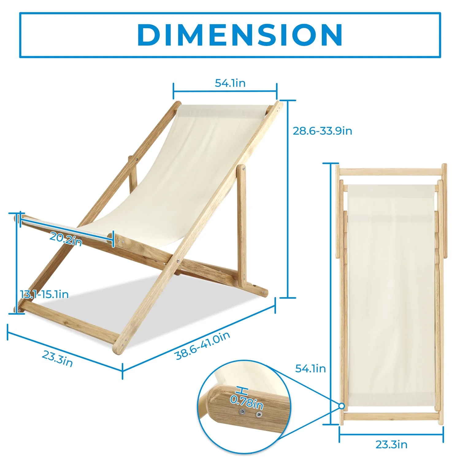 Gowoodhut GF30 Wooden Patio Lawn Deck Chairs - Set of 2, Outdoor Camping Beach Chairs - Image 2