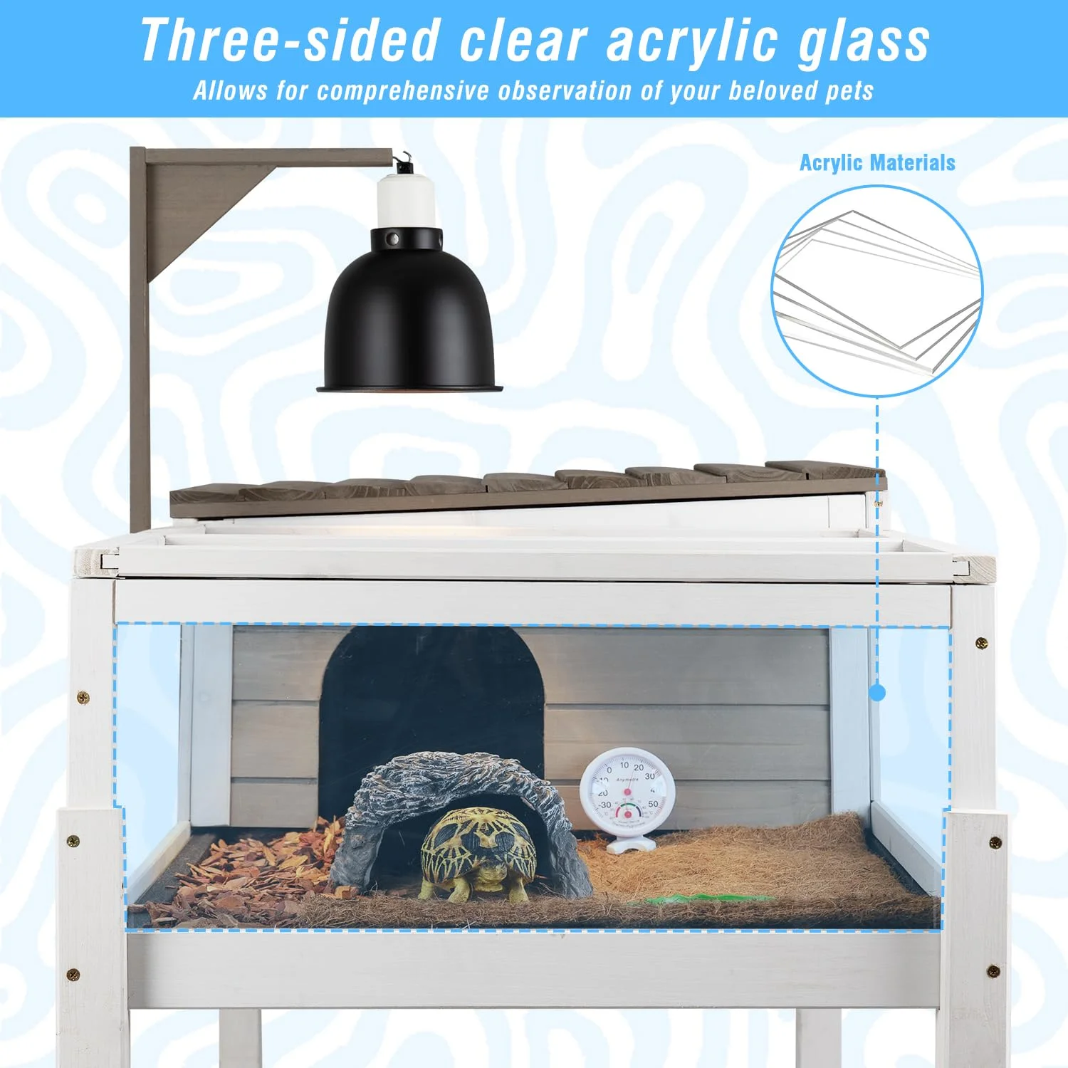 Gowoodhut TOR03 Tortoise Habitat with Leakproof Tray Reptile Cage with Legs for Small Animals Indoor & Outdoor - Image 3