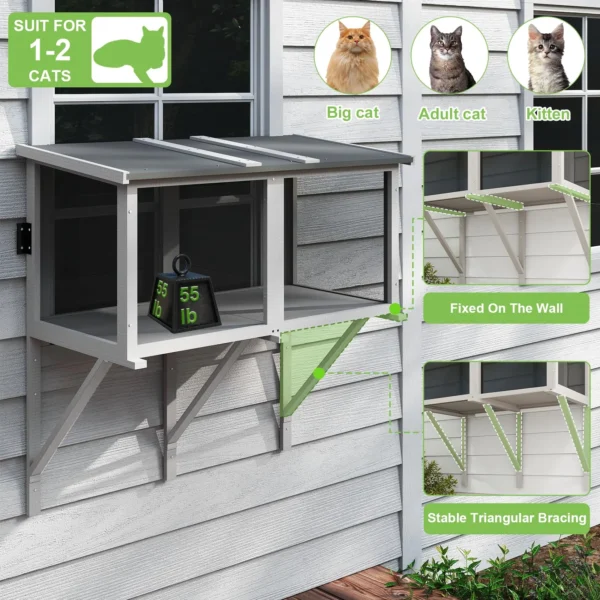 Gowoodhut PET07 Cat Window Box,Wooden Cat Window Enclosure ,Window Catio Outdoor Enclosure - Image 4