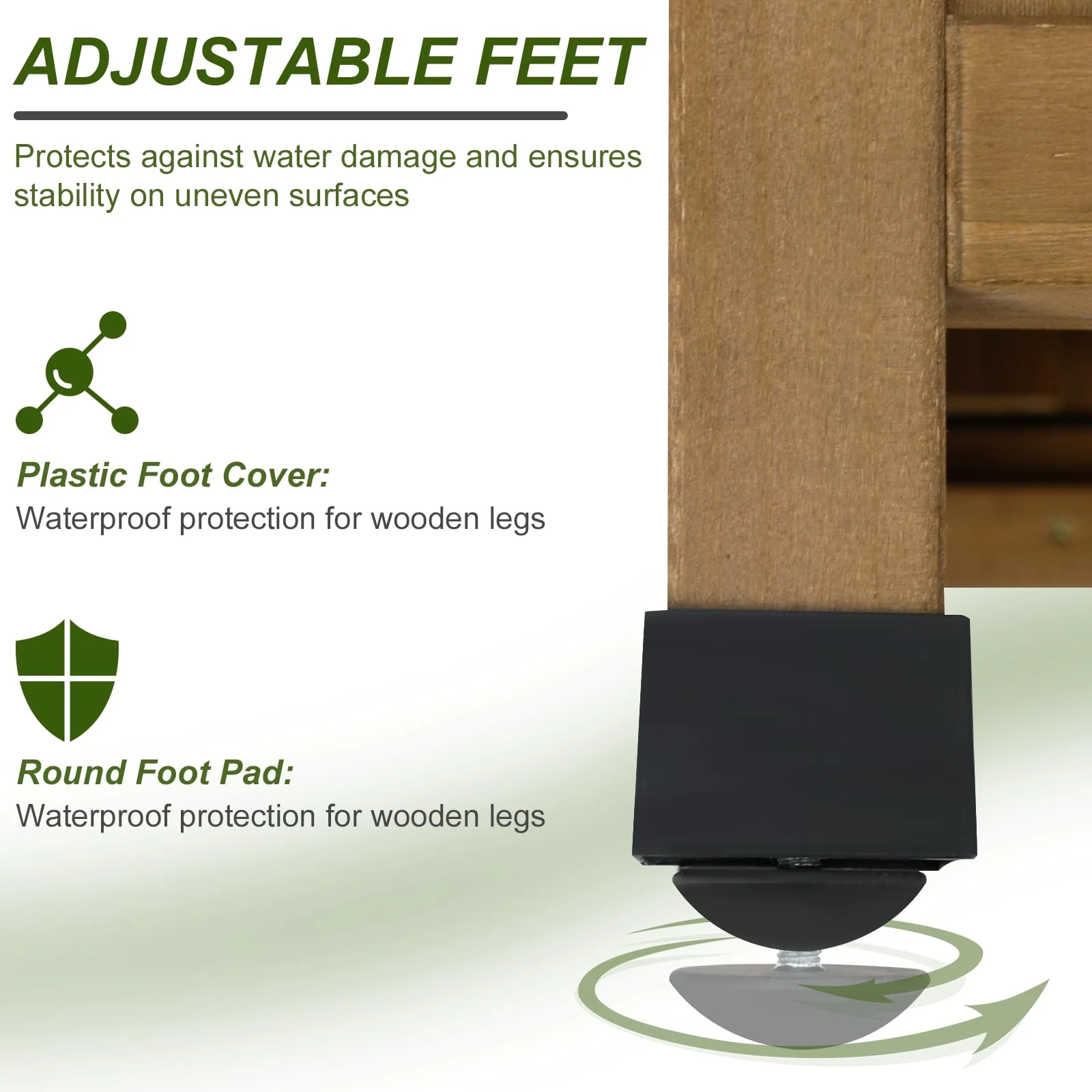 Gowoodhut GF31 Outdoor Storage Cabinet Wood & Metal Small Storage Shed Waterproof Roof, Double Lockable Doors Garden Shed with Removable Shelves for Patio, Garden, Backyard, Lawn - Image 6