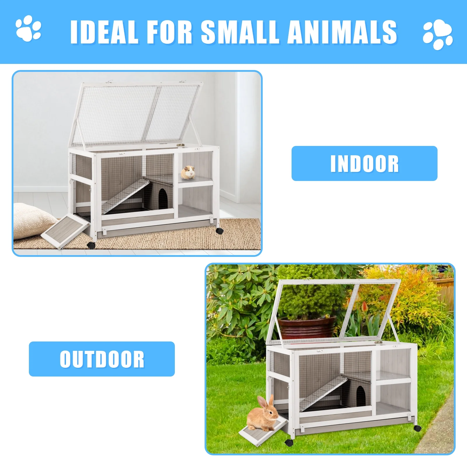 Gowoodhut PET38 Small Animals Cage with Ramp Large Habitat for Hedgehog Gerbil & Rat - Image 8
